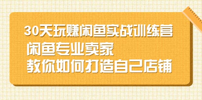 30天玩赚闲鱼实战训练营，闲鱼专业卖家教你如何打造自己店铺-爱省资源网