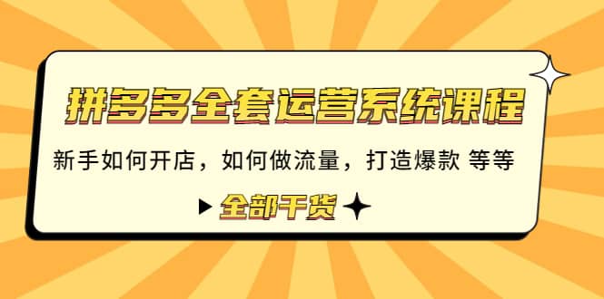 拼多多全套运营系统课程：新手如何开店 如何做流量 打造爆款 等等 全部干货-爱省资源网