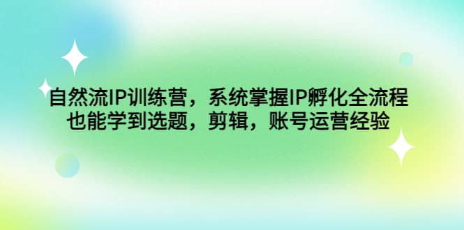 自然流IP训练营，系统掌握IP孵化全流程，也能学到选题，剪辑，账号运营经验-爱省资源网
