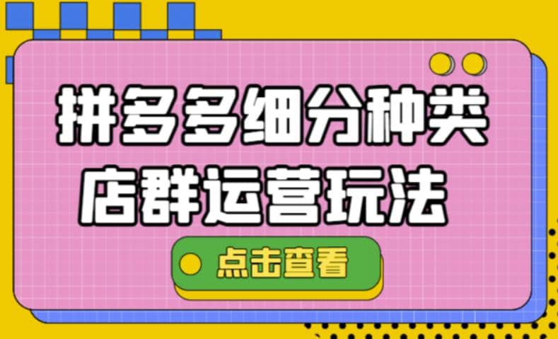 拼多多细分种类店群运营玩法3.0，11月最新玩法，小白也可以操作-爱省资源网