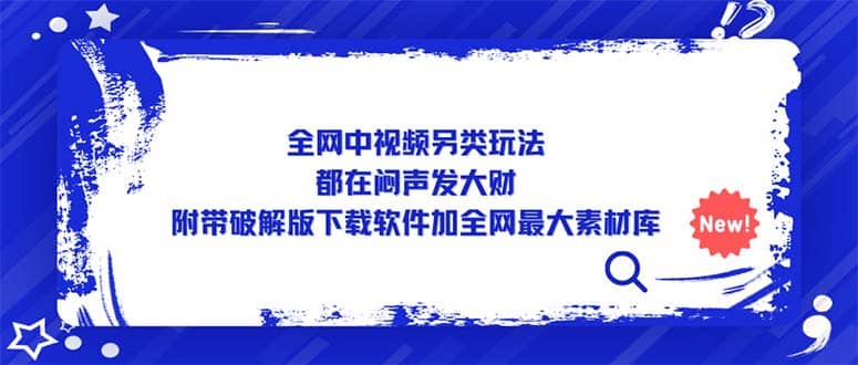 全网中视频另类玩法，都在闷声发大财，附带下载软件加全网最大素材库-爱省资源网