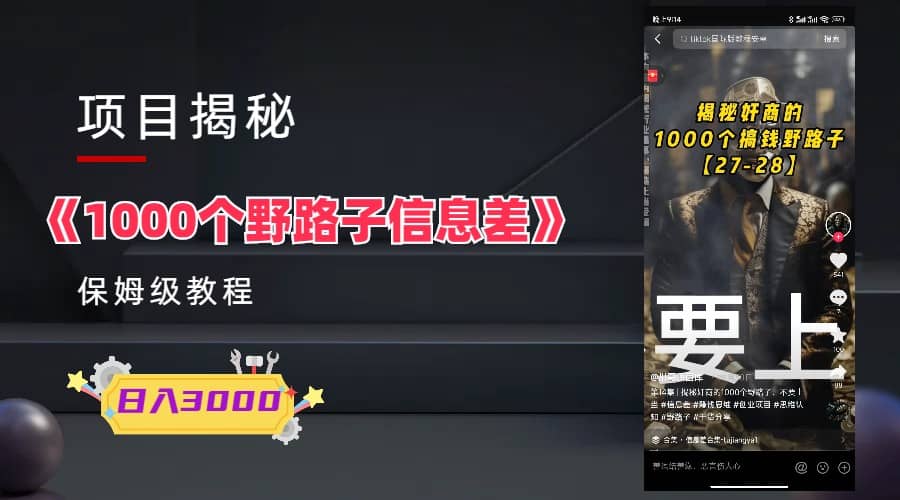 1000个野路子信息差保姆式教程-单日变现3000+的玩法解密-爱省资源网