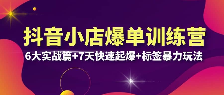抖音小店爆单训练营VIP线下课：6大实战篇+7天快速起爆+标签暴力玩法(32节)-爱省资源网