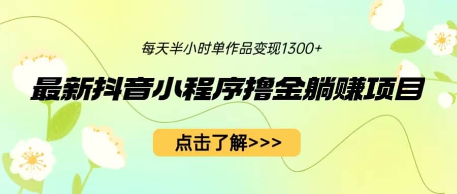 最新抖音小程序撸金躺赚项目，一部手机每天半小时，单个作品变现1300+-爱省资源网