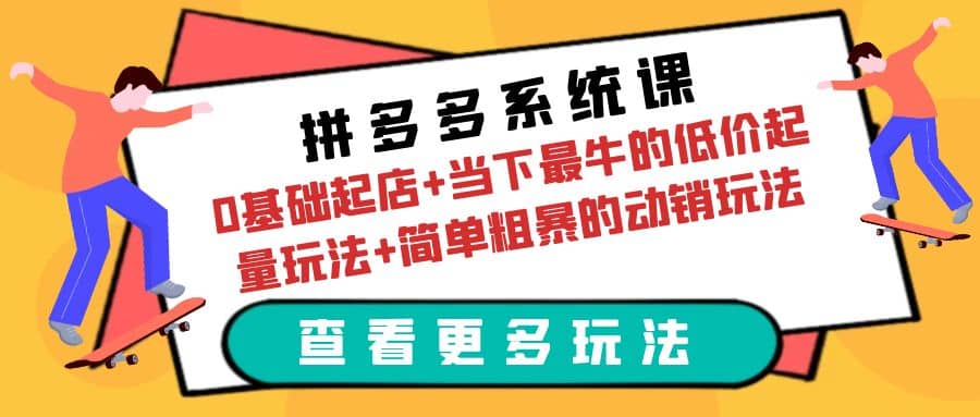 拼多多系统课：0基础起店+当下最牛的低价起量玩法+简单粗暴的动销玩法-爱省资源网