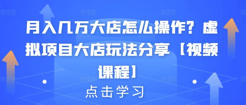 月入几万大店怎么操作？虚拟项目大店玩法分享【视频课程】-爱省资源网