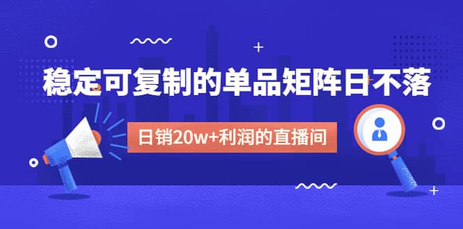 某电商线下课程，稳定可复制的单品矩阵日不落，做一个日销20w+利润的直播间-爱省资源网