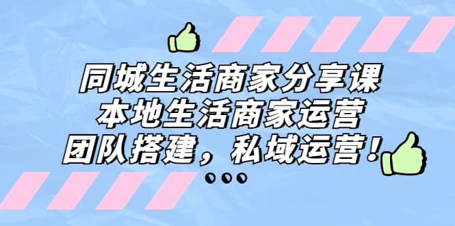 同城生活商家分享课：本地生活商家运营，团队搭建，私域运营-爱省资源网