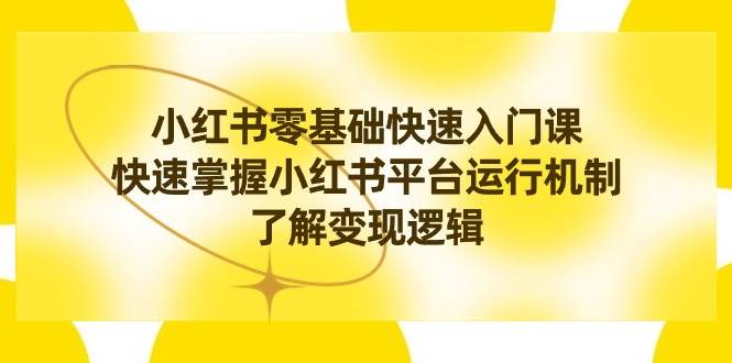 小红书0基础快速入门课，快速掌握小红书平台运行机制，了解变现逻辑-爱省资源网