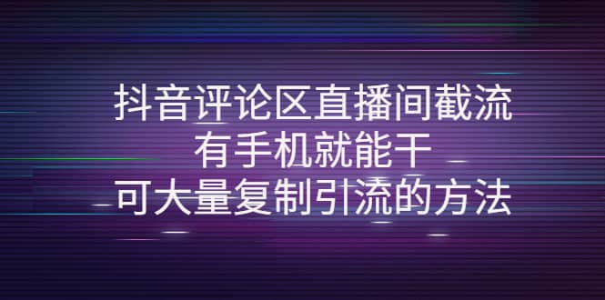 抖音评论区直播间截流，有手机就能干，可大量复制引流的方法-爱省资源网