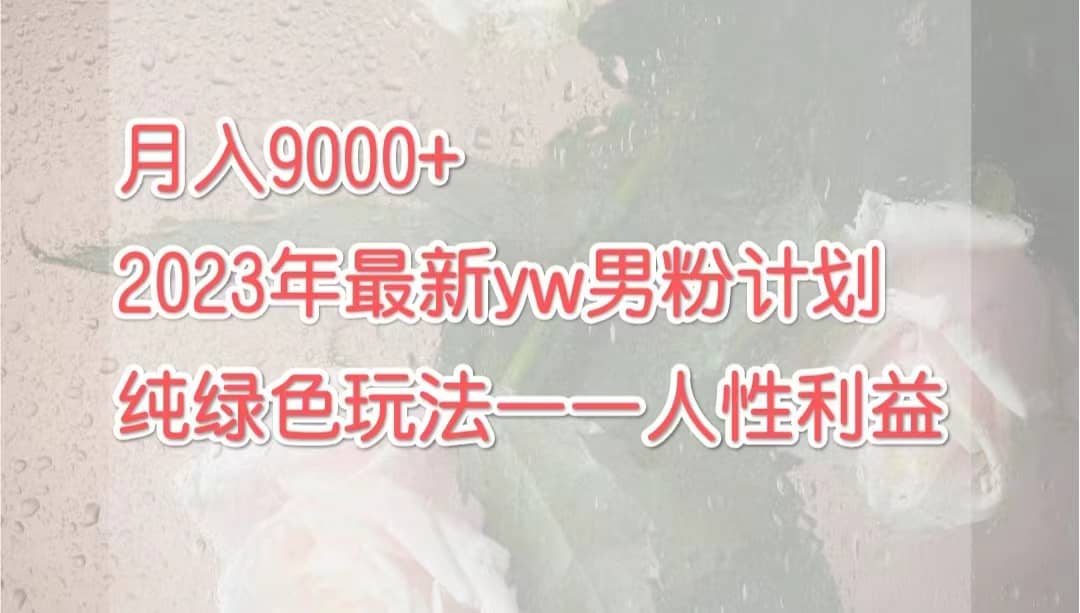 月入9000+2023年9月最新yw男粉计划绿色玩法——人性之利益-爱省资源网