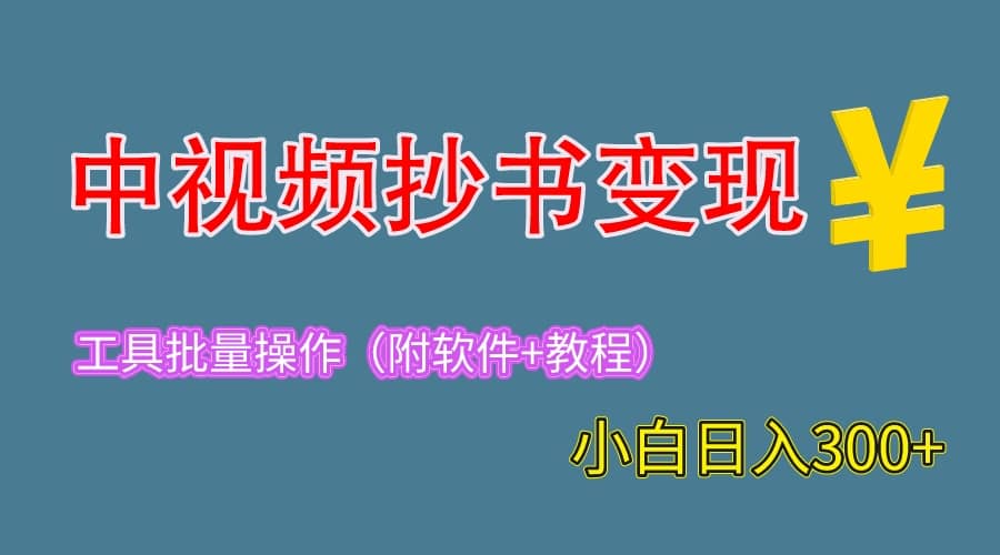 2023中视频抄书变现（附工具+教程），一天300+，特别适合新手操作的副业-爱省资源网