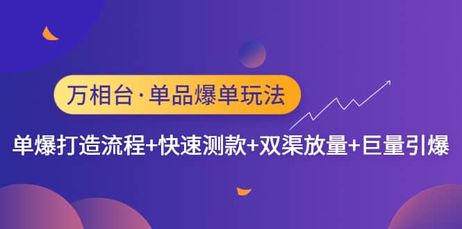万相台·单品爆单玩法，单爆打造流程+快速测款+双渠放量+巨量引爆-爱省资源网