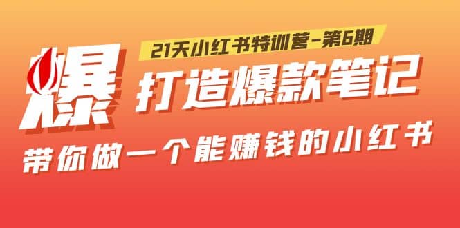 21天小红书特训营-第6期，打造爆款笔记，带你做一个能赚钱的小红书-爱省资源网