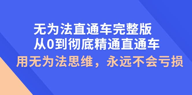 无为法直通车完整版：从0到彻底精通直通车，用无为法思维，永远不会亏损-爱省资源网