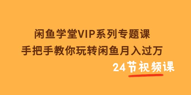 闲鱼学堂VIP系列专题课：手把手教你玩转闲鱼月入过万（共24节视频课）-爱省资源网