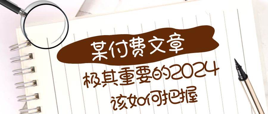 极其重要的2024该如何把握？【某公众号付费文章】-爱省资源网
