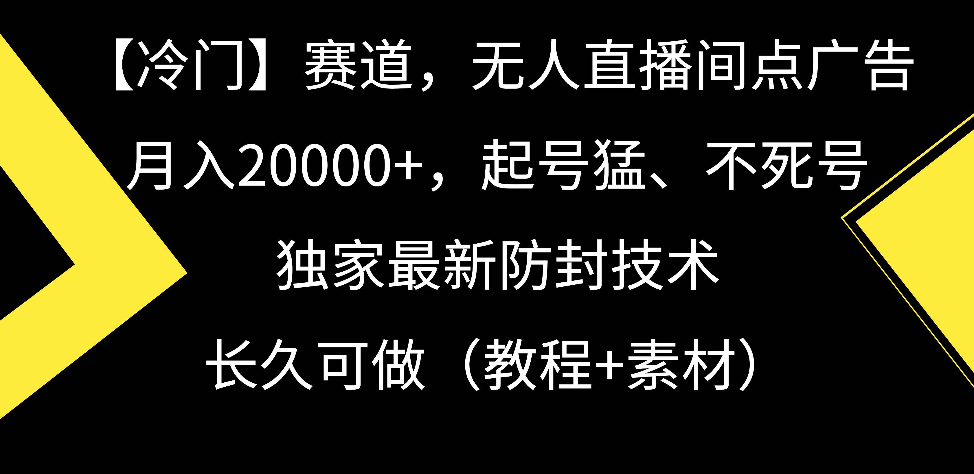 【冷门】赛道，无人直播间点广告，月入20000+，起号猛、不死号，独家最…-爱省资源网