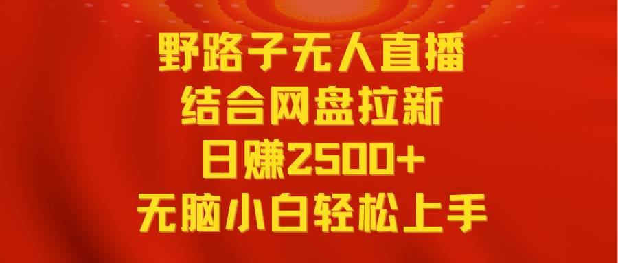 无人直播野路子结合网盘拉新，日赚2500+多平台变现，小白无脑轻松上手操作-爱省资源网