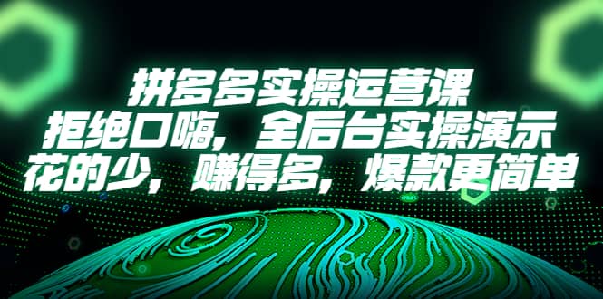 拼多多实操运营课：拒绝口嗨，全后台实操演示，花的少，赚得多，爆款更简单-爱省资源网