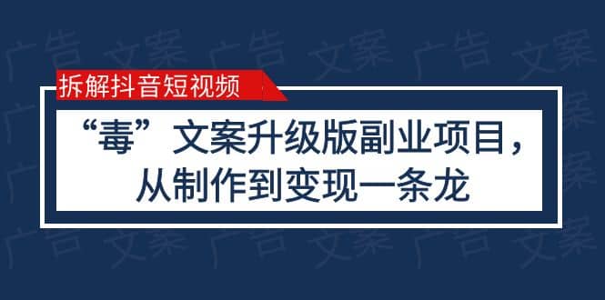 拆解抖音短视频：“毒”文案升级版副业项目，从制作到变现（教程+素材）-爱省资源网