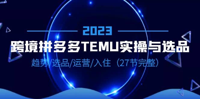 2023跨境·拼多多·TEMU实操与选品，趋势·选品·运营·入住（27节完整）-爱省资源网