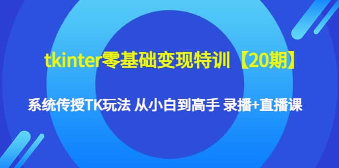 tkinter零基础变现特训【20期】系统传授TK玩法 从小白到高手 录播+直播课-爱省资源网