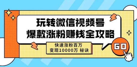 玩转微信视频号爆款涨粉赚钱全攻略，快速涨粉百万变现万元秘诀-爱省资源网