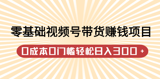 零基础视频号带货赚钱项目，0成本0门槛轻松日入300+【视频教程】-爱省资源网