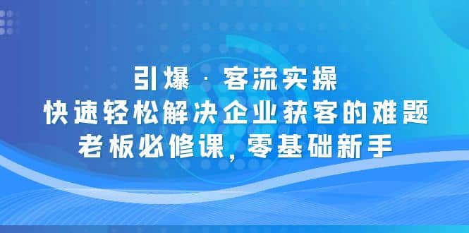 引爆·客流实操：快速轻松解决企业获客的难题，老板必修课，零基础新手-爱省资源网