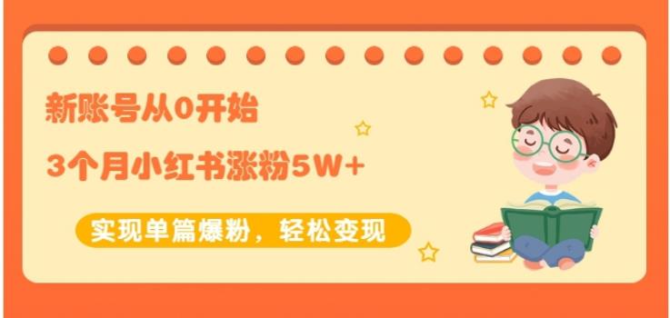 新账号从0开始3个月小红书涨粉5W+实现单篇爆粉，轻松变现（干货）-爱省资源网