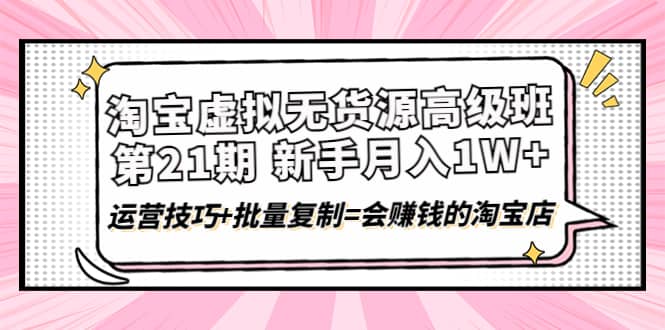 淘宝虚拟无货源高级班【第21期】运营技巧+批量复制=会赚钱的淘宝店-爱省资源网