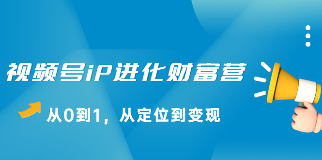 视频号iP进化财富营第1期，21天从0到1，从定位到变现-爱省资源网