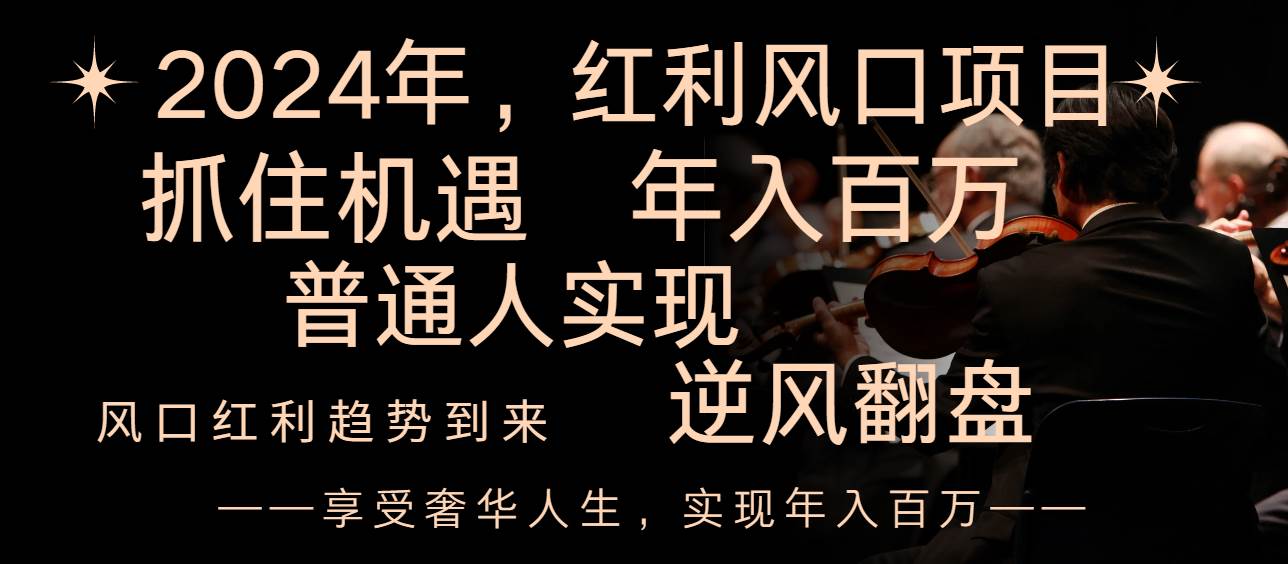 2024红利风口项目来袭，享受第一波红利，逆风翻盘普通人也能实现，年入百万-爱省资源网