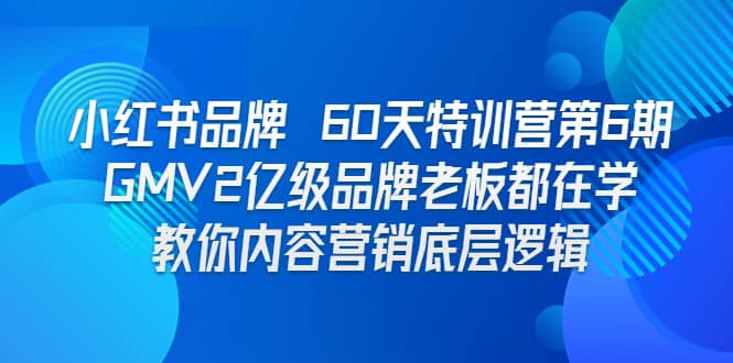 小红书品牌 60天特训营第6期 GMV2亿级品牌老板都在学 教你内容营销底层逻辑-爱省资源网