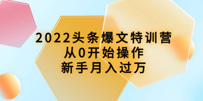 2022头条爆文特训营：从0开始操作，新手月入过万（16节课时）-爱省资源网