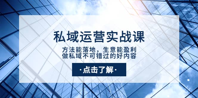 私域运营实战课：方法能落地，生意能盈利，做私域不可错过的好内容-爱省资源网