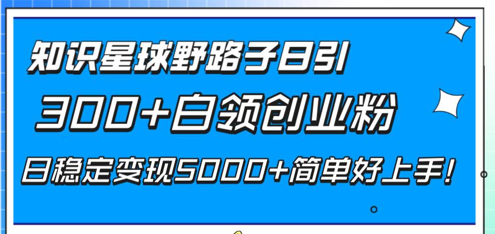 知识星球野路子日引300+白领创业粉，日稳定变现5000+简单好上手！-爱省资源网