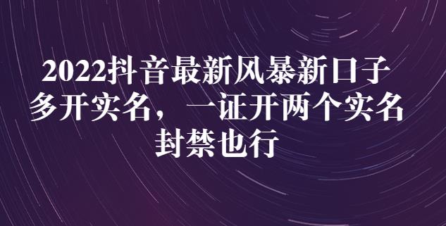 2022抖音最新风暴新口子：多开实名，一整开两个实名，封禁也行-爱省资源网