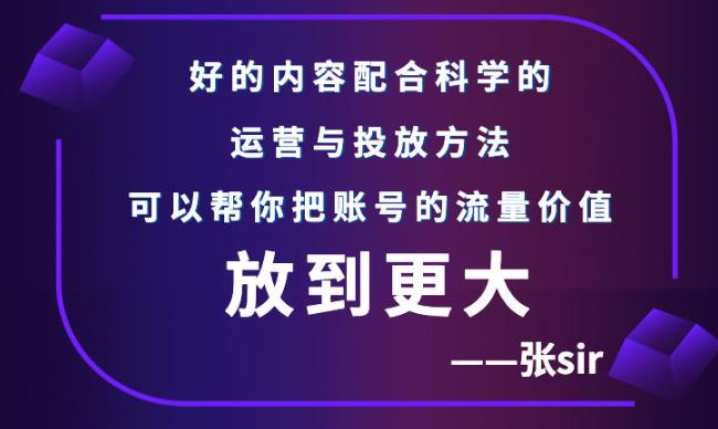 张sir账号流量增长课，告别海王流量，让你的流量更精准-爱省资源网
