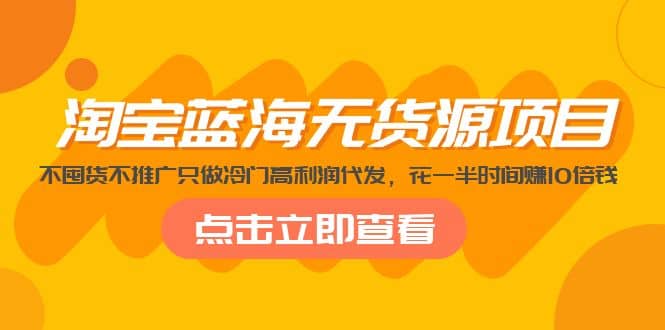 淘宝蓝海无货源项目，不囤货不推广只做冷门高利润代发-爱省资源网
