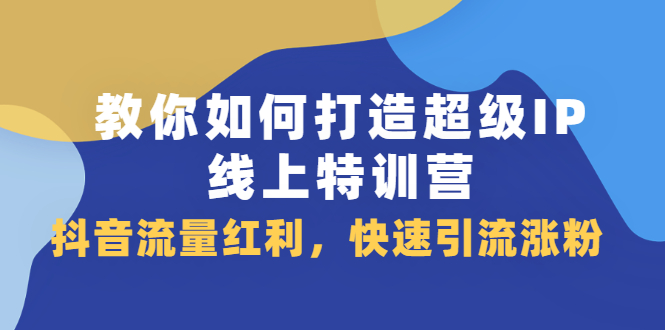 教你如何打造超级IP线上特训营，抖音流量红利新机遇-爱省资源网