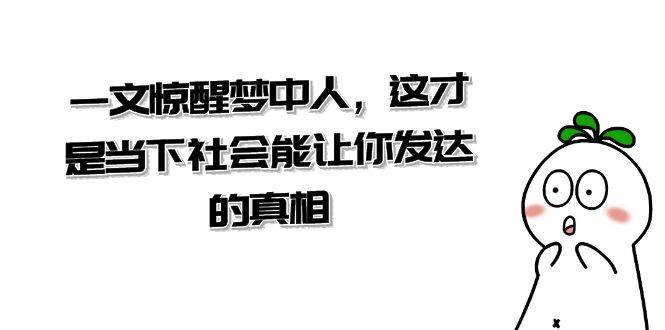 某公众号付费文章《一文 惊醒梦中人，这才是当下社会能让你发达的真相》-爱省资源网