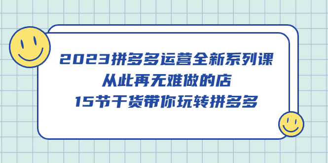 2023拼多多运营全新系列课，从此再无难做的店，15节干货带你玩转拼多多-爱省资源网