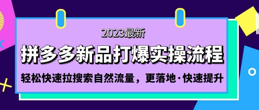 拼多多-新品打爆实操流程：轻松快速拉搜索自然流量，更落地·快速提升-爱省资源网