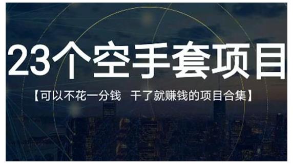 23个空手套项目大合集，0成本0投入，干了就赚钱纯空手套生意经-爱省资源网