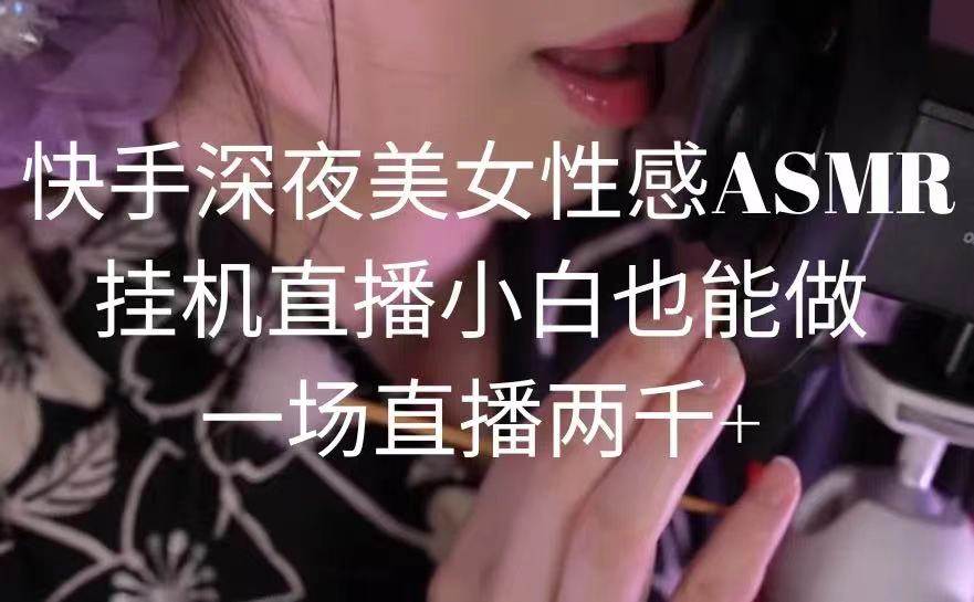 快手深夜美女性感ASMR挂机直播，小白也能做，一场直播两千+-爱省资源网