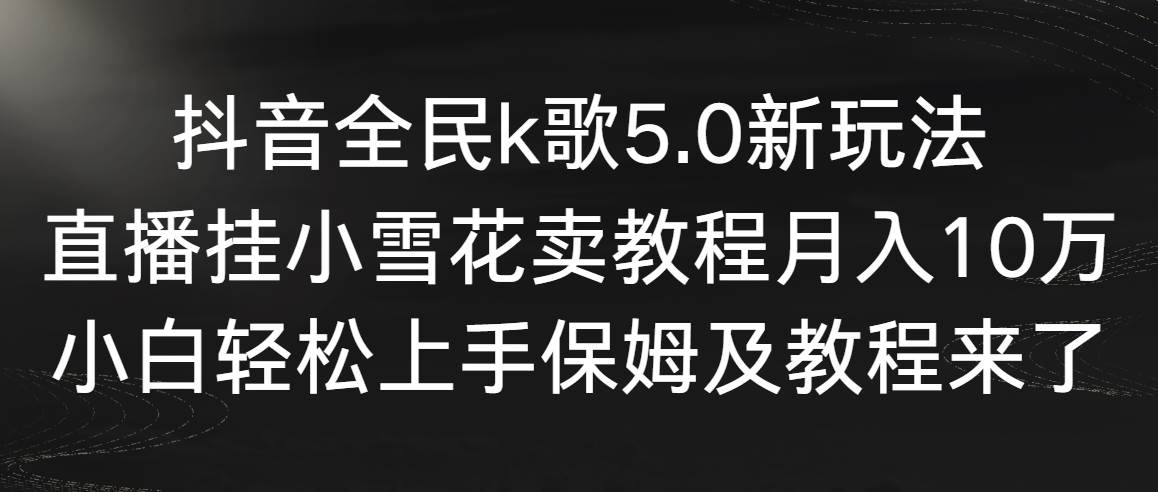 抖音全民k歌5.0新玩法，直播挂小雪花卖教程月入10万，小白轻松上手，保…-爱省资源网