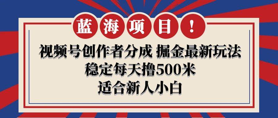 【蓝海项目】视频号创作者分成 掘金最新玩法 稳定每天撸500米 适合新人小白-爱省资源网