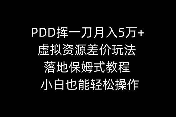 PDD挥一刀月入5万+，虚拟资源差价玩法，落地保姆式教程，小白也能轻松操作-爱省资源网